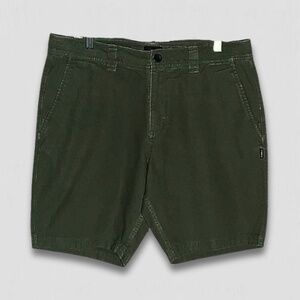 O'Neill Standard Fit Military Green Cotton Canvas Shorts - Size 34